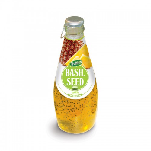 290ml Glass bottle Basil Seed with Pineapple Juice Flavor