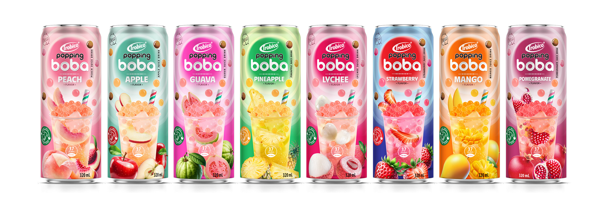 Series 8 flavors Popping Boba with Fruit juice Trobico