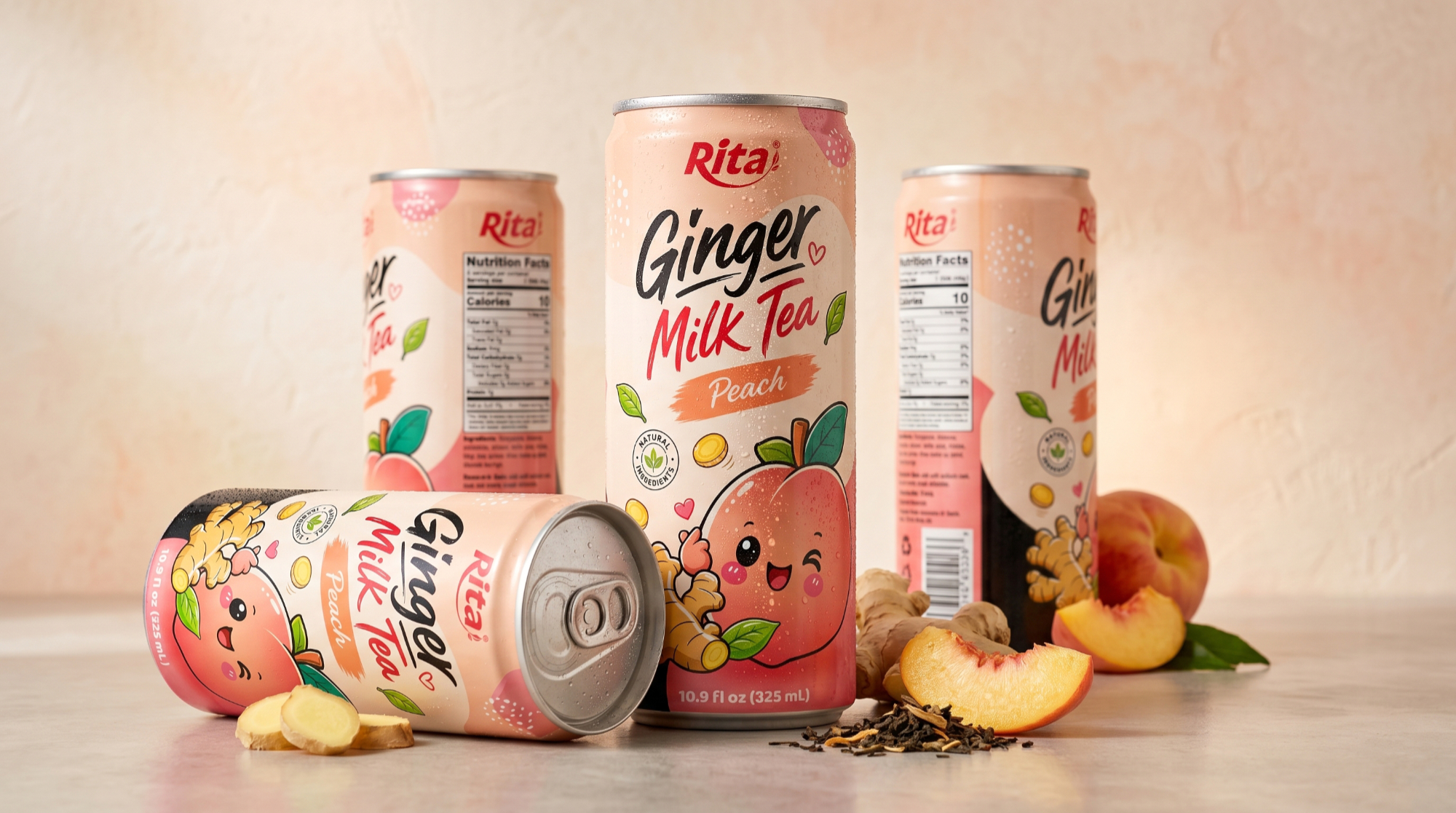 Ready-to-Drink Ginger Milk Tea with Peach Flavor 10.9 fl oz(325ml) Poster 2