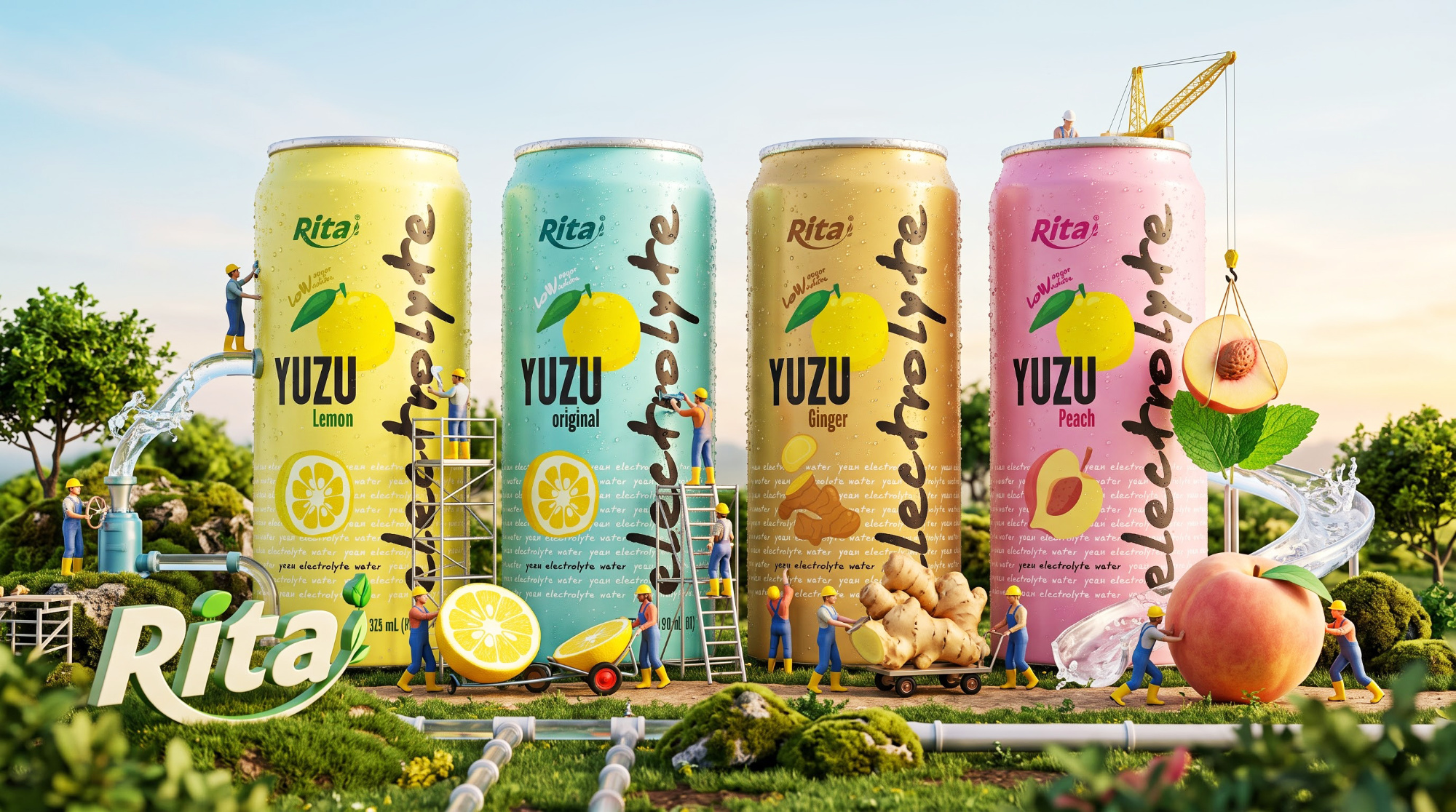 Yuzu Electrolyte Water Drink 325ml  Low Sugar Hydration Beverage Poster 1