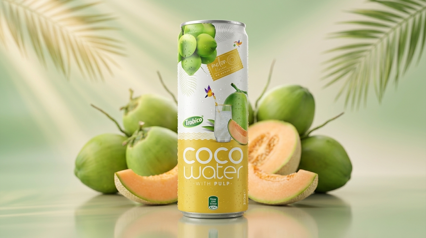 Coconut water blended with melon juice