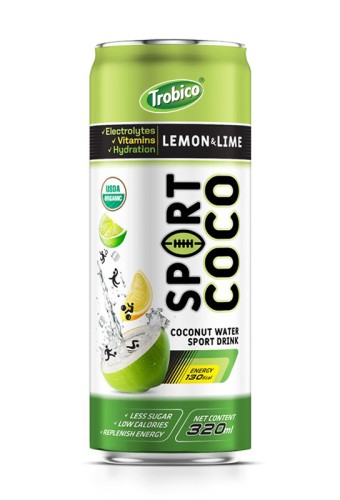 320 ml Canned Carbonated Sports Coconut Water Lime and Lemon Flavor (Sport-coco 03)