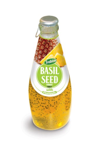 290ml Glass bottle Basil Seed with Pineapple Juice Flavor
