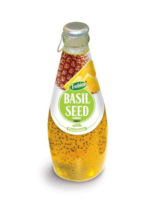 290ml Glass bottle Basil Seed with Pineapple Juice Flavor