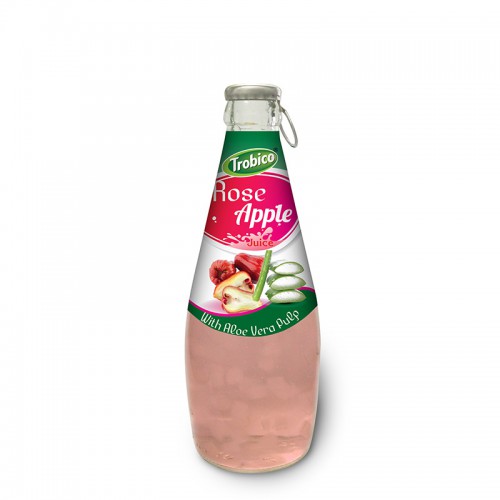 290ml Glass bottle High Quality Rose Apple Juice with Aloe Vera Pulp
