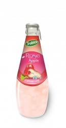290ml Glass bottle High Quality Rose Apple Juice with Coco Jelly