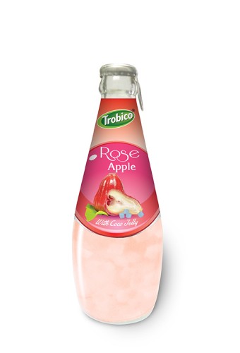 290ml Glass bottle High Quality Rose Apple Juice with Coco Jelly