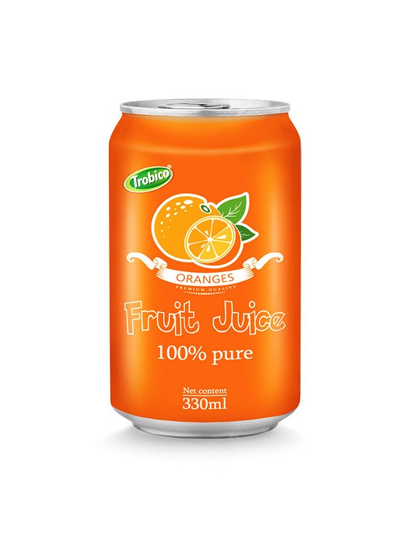 330ml Aluminum can 100 Pure Orange Fruit Juice