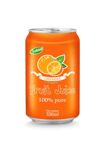 330ml Aluminum can 100% Pure Orange Fruit Juice
