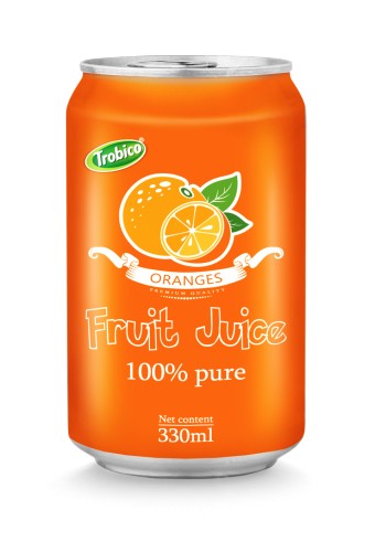 330ml aluminum can 100% pure orange juice