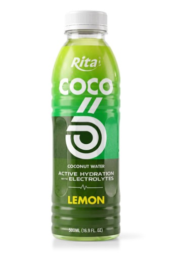 500ml Lemon Flavored Coconut Water with Electrolytes PET Bottle