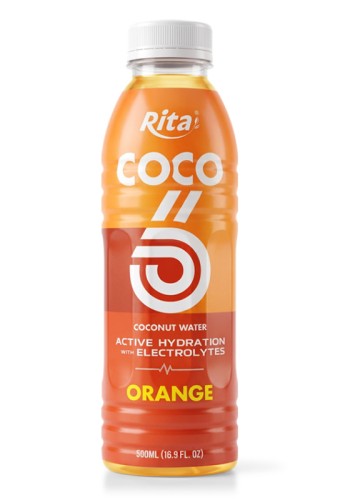 500ml Orange Flavored Coconut Water with Electrolytes PET Bottle