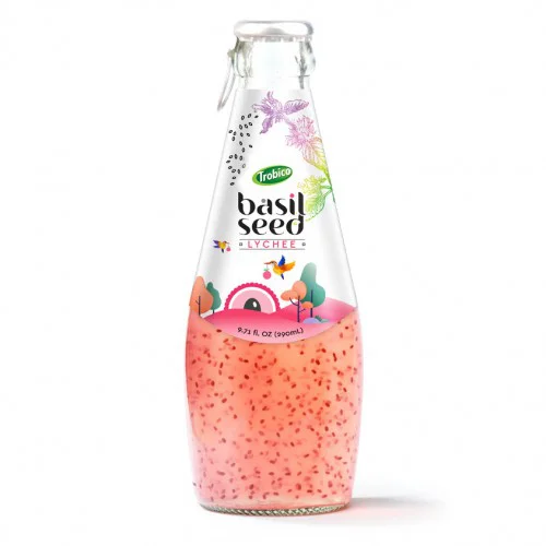 290ml Glass bottle Basil Seed with Lychee Juice Flavor 20210322