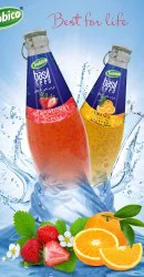 Basil seed drink orange - strawberry juice