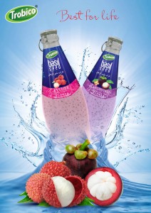 Basil seed lychee - mangosteen drink