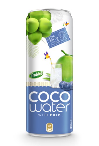 Pure Coconut Water with Blueberry juice 330ml alu sleek can Trobico Brand (or OEM) - CW062020