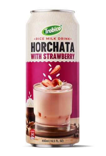 Trobico Rice Milk Drink Horchata With Strawberry 16.5 Fl Oz Cans