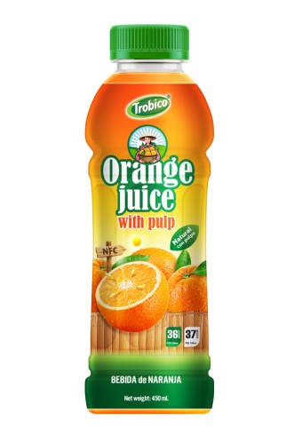 New Design 450ml Pet Bottle Orange Juice With Pulp