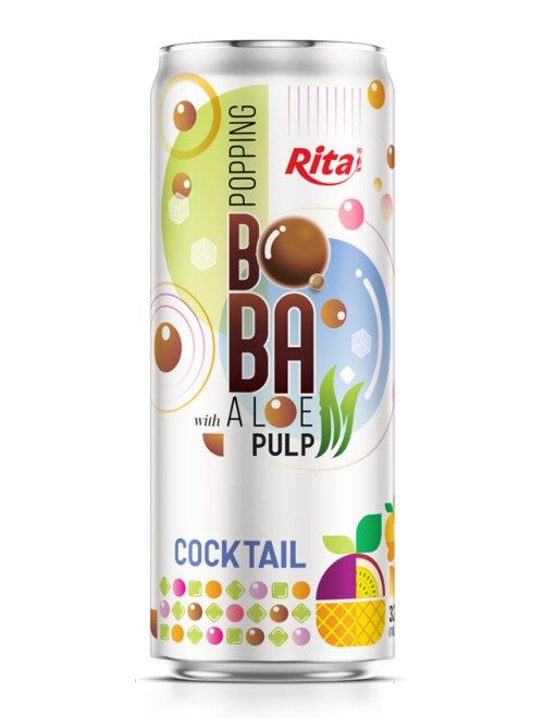 Popping Boba drink with Aloe vera Pulp and coctail fruit 320ml