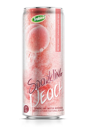 Trobico Sparkling Water Mix Peach Flavor 320ml Sleek Can