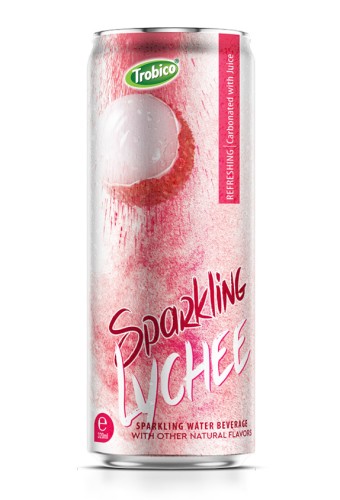 Trobico Sparkling Water Mix Lychee Flavor 320ml Sleek Can