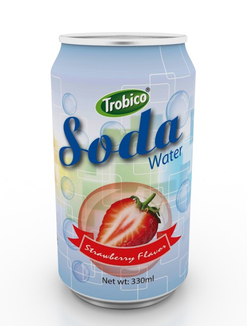 Supplier 330ml Aluminum can Strawberry Flavor Soda Water