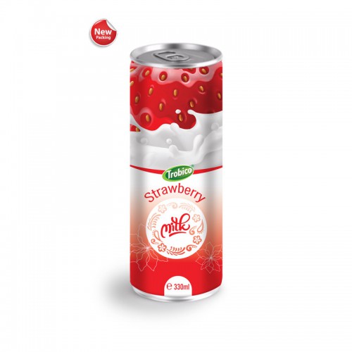 Wholesale Beverage 330ml Aluminum can Pure Strawberry Milk