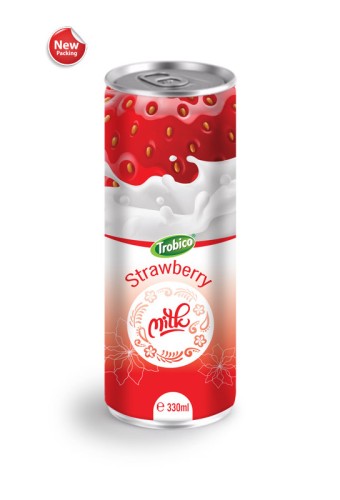 Wholesale Beverage 330ml Aluminum can Pure Strawberry Milk
