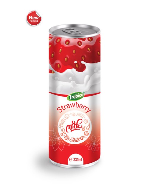 Wholesale Beverage 330ml Aluminum can Pure Strawberry Milk