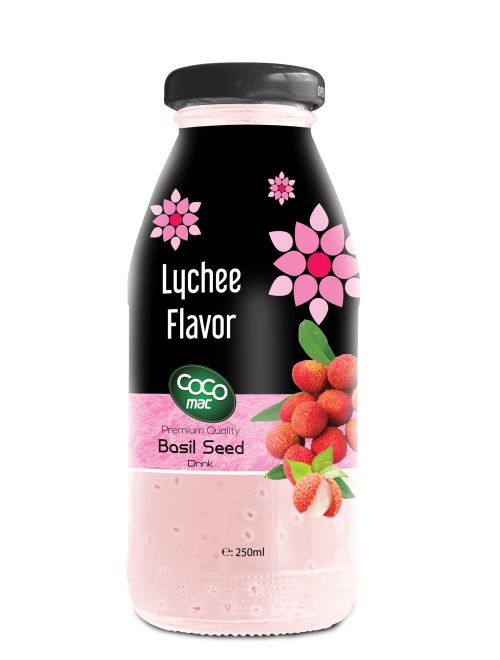 basil seed with lychee flavor 250ml glass bottle  