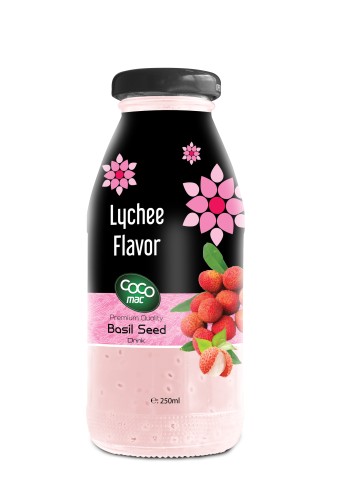 basil seed with lychee flavor 250ml glass bottle  