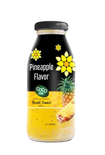 basil seed with pineapple  flavor 250ml glass bottle