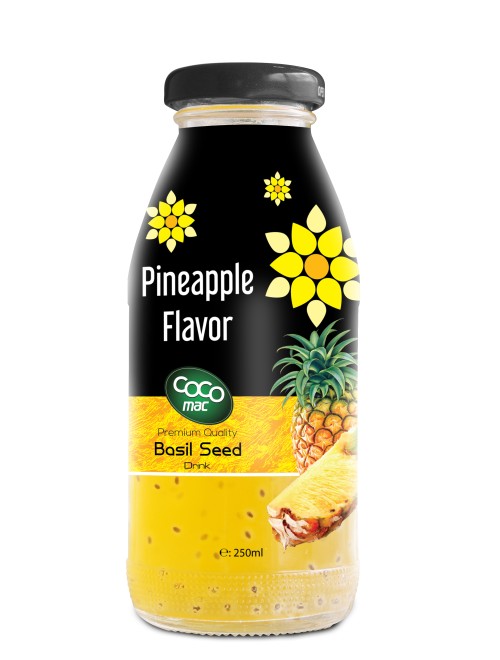 basil seed with pineapple  flavor 250ml glass bottle