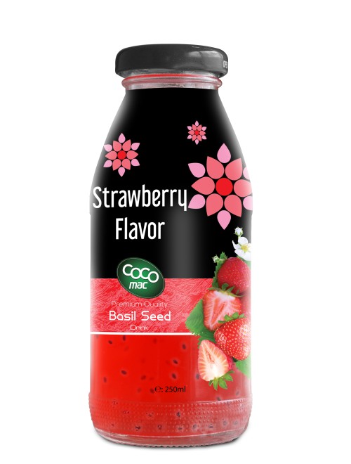 basil seed with strawberry  flavor 250ml glass bottle