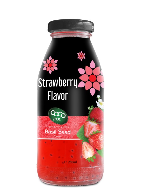 basil seed with strawberry  flavor 250ml glass bottle