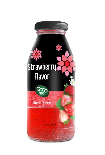 Basil Seed with Strawberry  Flavor 250ml glass bottle