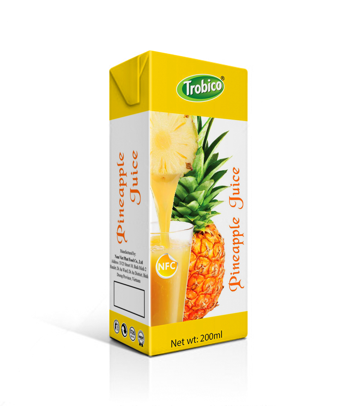 pineapple 200ml in tetra pak - TROBICO | OEM Beverage Manufacturers